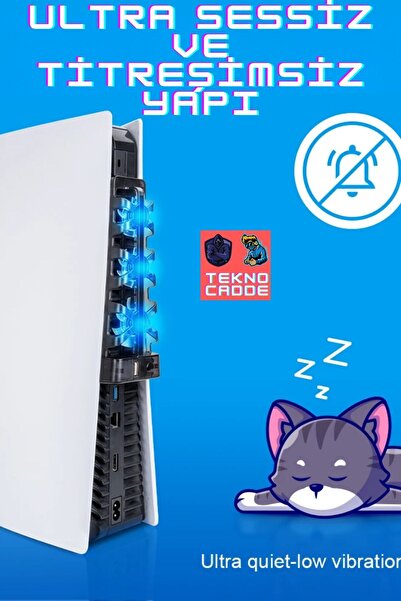 beboncool Tp5-1523e Işıklı Ps5 Disk Ps5 Dijital Uyumlu Sessiz Güçlü Arka Soğutucu Fan