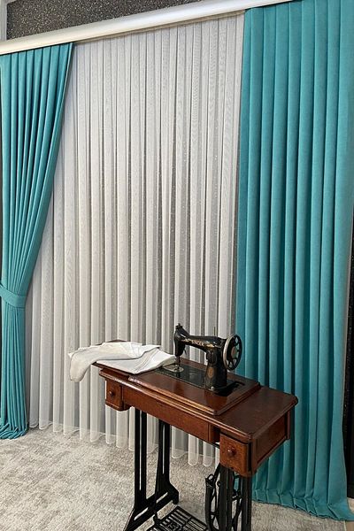 VOLPER MEKANİK Velvety Island Background Curtain 1 Piece 80 Cm Single Wing 1 X 2.5 Pleat Turquoise Color