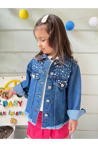 VOSVOSBABYSTORE Дънково яке с перлен дизайн