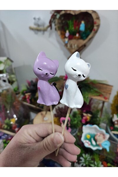 Himi Pasta Süsleri 2-Piece Cat Model Toothpick Cupcake Cake Decoration Birthd...
