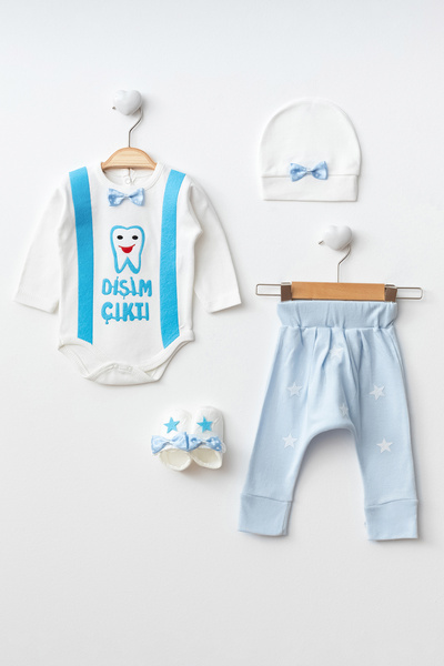 Petite Ponpon Baby Erkek Bebek Diş Buğdayı Bebek Takımı