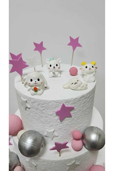 Himi Pasta Süsleri Hayvan Figürlü Maket Kürdanlı Cupcake Pasta Süsü 4 Parça D...