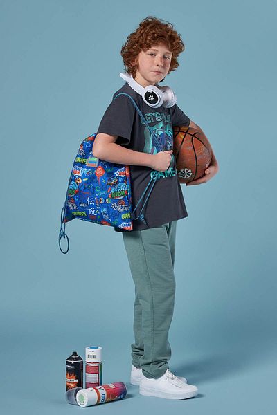 Coral High 12650 Model Black Drawstring and Drawstring Race Car Backpack - Kids