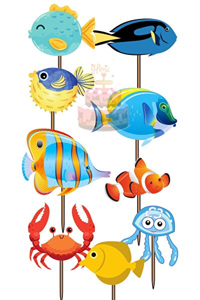 Himi Pasta Süsleri Okyanus Balıkları Doğum Günü Pasta Süsleri Kız Erkek Çocuk...