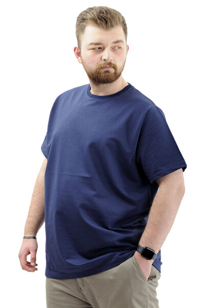 ModeXL Чоловіча футболка - Модель XL, великий розмір, базова лікра, комір-стійка, індиго U24073