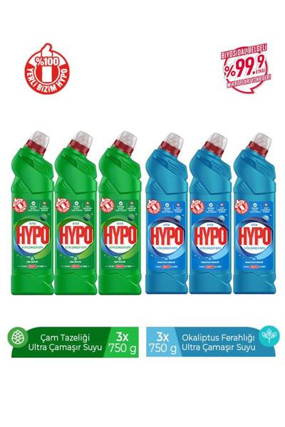 Hyper Hypo ULTRA ÇAMAŞIR SUYU 3 ÇAM VE 3 OKALİPTUS 750 GR X 6 ADET