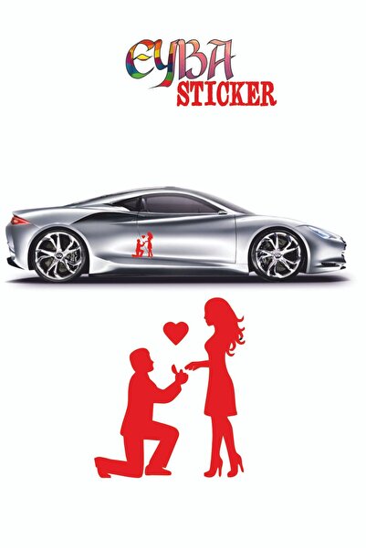 EYBA STİCKER 18x15 Cm Kalpli Teklif Sevgili Oto Sticker -araba Sticker - Duva...