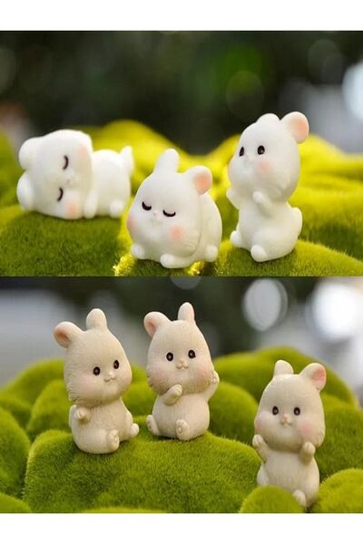 Himi Pasta Süsleri 6-Piece Rabbit Model Toothpick Cupcake Cake Decoration Bir...