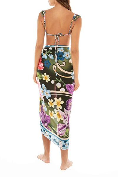 MAG FASHİON Floral Pattern Silk Satin Pareo - Shiny and Soft, 145 cm x 100 cm