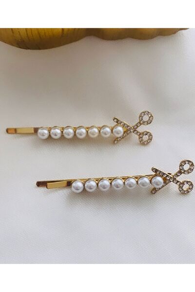 VNS Accessories Πέτρινη λεπτομέρεια με ψαλίδι με φιγούρα διπλή πλαϊνή πόρπη (8 cm)