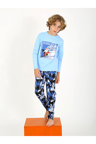 vitmo Set pijama cu maneca lunga pentru baieti Colarado Blue