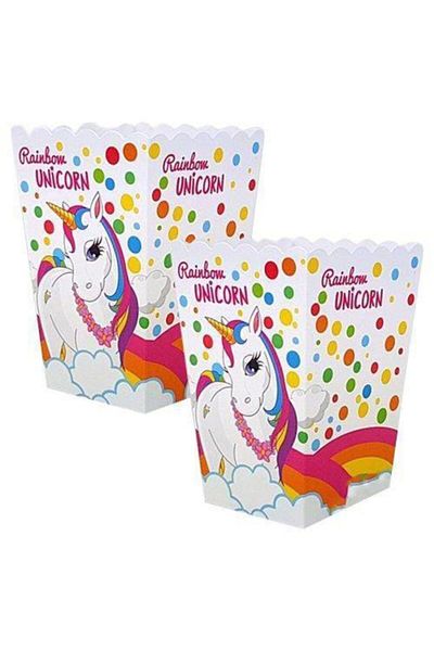 parti sürprizi Rainbow Unicorn Popcorn Corn Box 8 Pieces