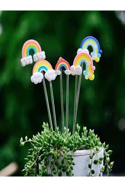 Himi Pasta Süsleri Gök Kuşağı 2'li Maket Kürdanlı Cupcake Pasta Süsü Doğum Gü...