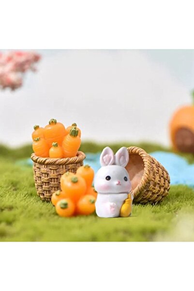 Himi Pasta Süsleri Tavşan Havuç Sepet Maket Kürdanlı Cupcake Pasta Süsü Doğum...