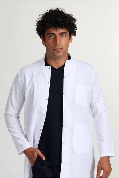 HEMİ Palton alb cu guler de judecător pentru bărbați - doctor, asistentă, profesor