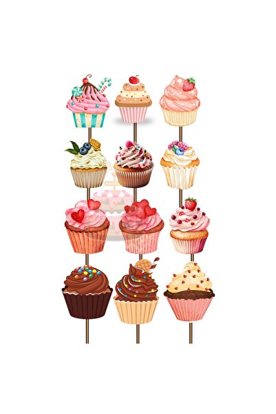 Himi Pasta Süsleri Cupcake Decorations 12 Pieces Birthday Girl Boy Model Cake...