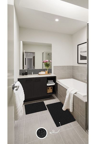 Pratixstore 2-Piece Curly Design Bath Mat - Non-Slip Shower, Sink and Wet Floor Set (90X60 60X40)