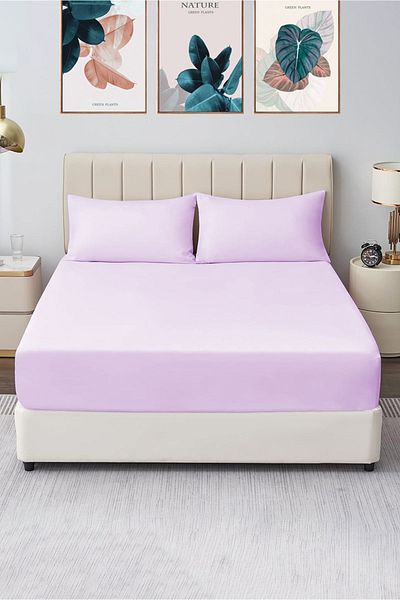 CASPARA Double 160X200 Fitted Sheet Set 2 Pillowcases