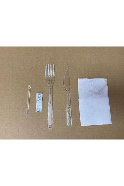 Erler Ambalaj Erler AmbTransparent 5-Piece Luxury Cutlery Set 100 Pieces