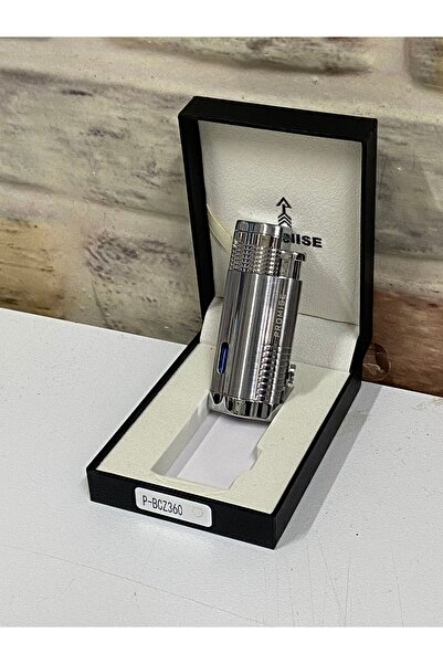 PROMISE Gaz Göstergeli Üçlü Ateşlemeli Gümüş Gri Renk Kişiye Özel Çakmak