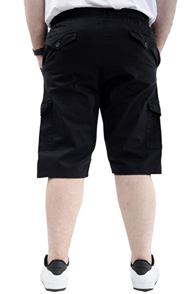 ModeXL Plus Size Men's Capri - Cargo Pocket and Waist Tie, Black VALENCIA 21404