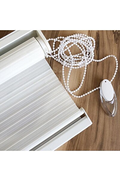 BigPazar Beyaz Ithal Geniş Pliseli Bambu Zebra Stor Perde Etek Dilimsiz Alümi...