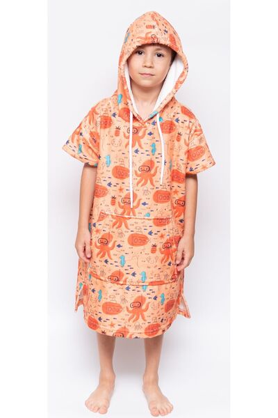 MEYHOME Hooded Beach Towel for Kids - Octopus Printed Poncho