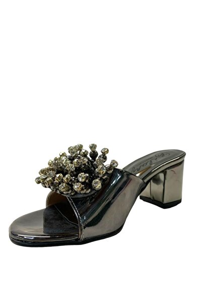 Tuğba Ortopedi Βραδινό φόρεμα γυναικείες παντόφλες με τακούνι Platinum Stone TH26