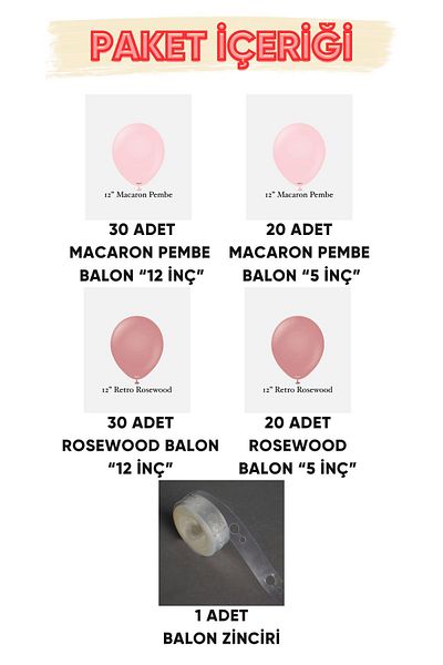 Gold Center My Party Set^^ Macaron Pink* Rosewood 100 Piece Balloon Set