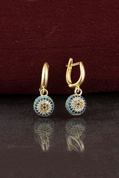 Else Silver Kadın Altın 925 Ayar Gümüş Nazar Küpe