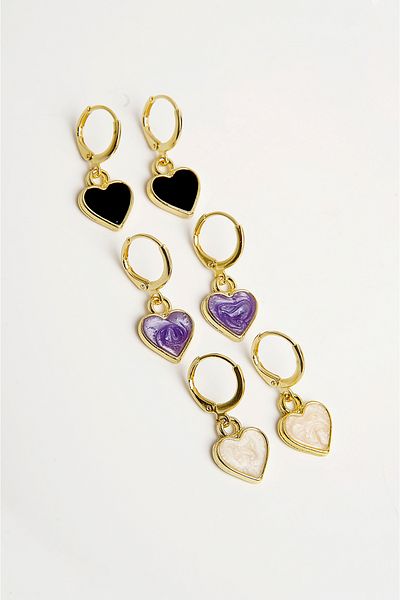 EUROMODA Set of 3 Heart Designed and Dangle Earrings