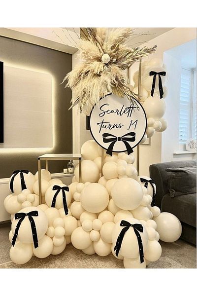 Parti Setim My Party Set^^ 100-Piece Retro White Colored Balloon Set, White Colored Balloon 100 Pieces