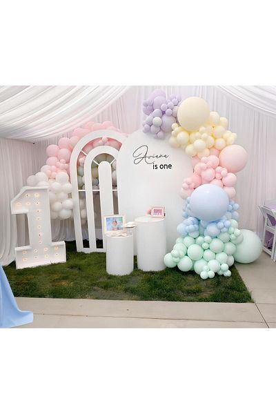 Parti Setim My Party Set^^ Macaron Green* MacBlue* MacPink* MacYellow* MacLilac* White 100 Piece Balloon Set