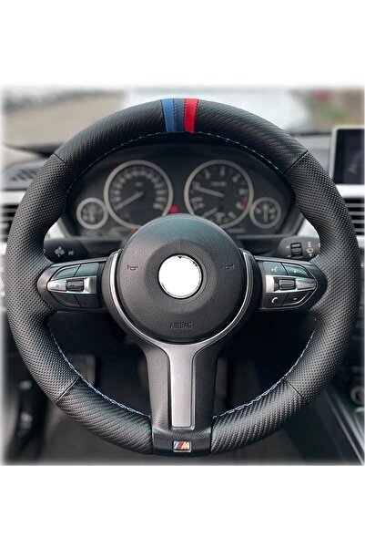 imza direksiyon kılıfı Bmw 1 Serisi Noktalı Karbon 3myüzüklü Mavi Kırmızı Dik...