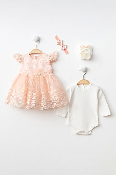 Harry&Millie Baby Girl Newborn Mevlüt Dress with Lace and Pearls