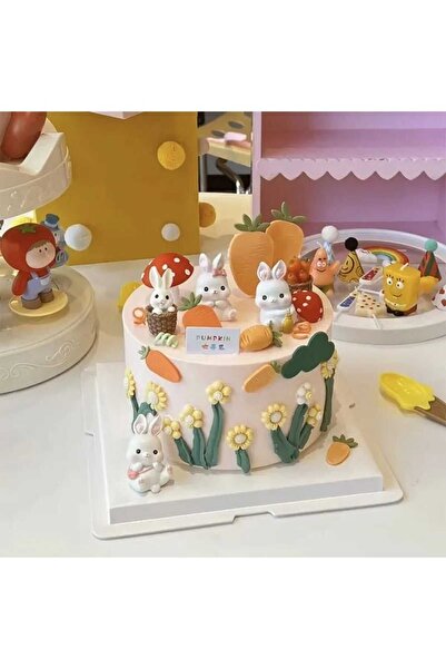 Himi Pasta Süsleri Tavşanlar 9 Parça Maket Kürdanlı Cupcake Pasta Süsü Doğum ...