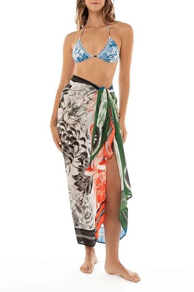 MAG FASHİON Bright and Soft Texture - Colorful Flower Pattern Silk Satin Pareo, 145 Cm 100 Cm Size