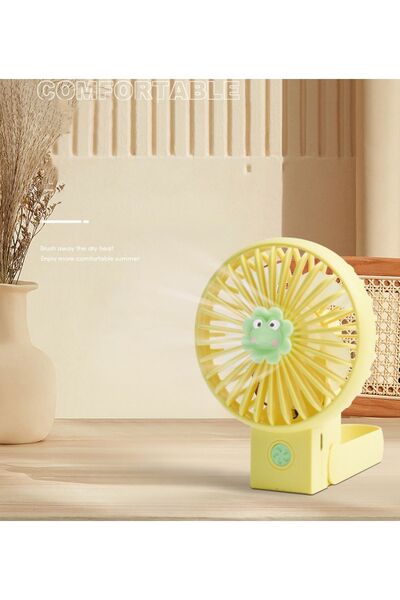 Coverzone Şarjlı Taşınabilir Mini USB Fan Led Işıklı Masa Üstü 3 Kademeli Mini Vantilatör Soğutucu 11cm YS2269