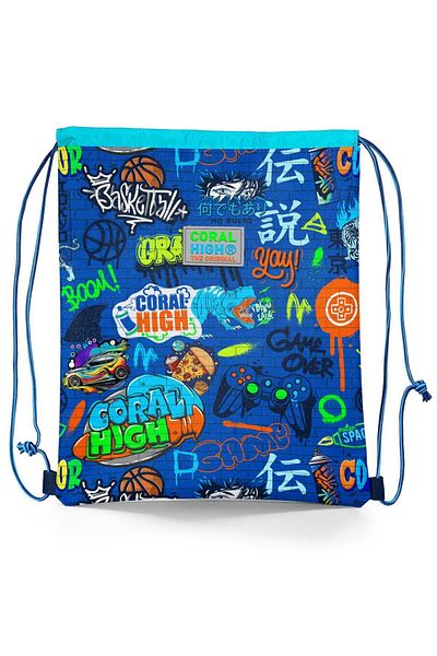 Coral High Saks Graffiti Patterned 12651 Model Drawstring Drawstring Backpack for Kids