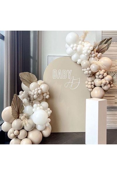 Parti Setim My Party Set^^ Hazelnut* White Colored 100 Pieces Balloon Set, Cream Tone Balloon Set