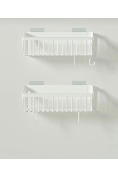 Cosargroup Mutfak Rafı 2'li Set Yapışkanlı Lüks Modern Siyah Baharatlık Rafı Organizer Düzenleyici