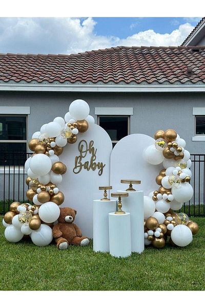 Parti Setim My Party Set^^ Gold Chrome* Transparent* White* 5 Gram Gold Stamp 100 Pieces Balloon Chain Set