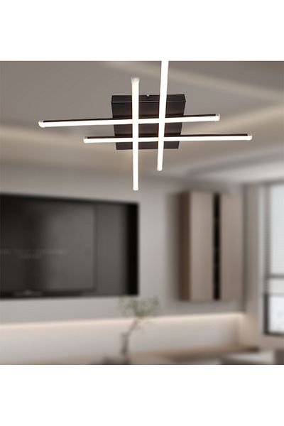 TT AYDINLATMA Tt036-Sy - Matte Black Led Chandelier, Daylight Lighting Hashtag Model