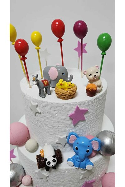 Himi Pasta Süsleri Safari 13 Parça Maket Kürdanlı Cupcake Pasta Süsü Doğum Gü...