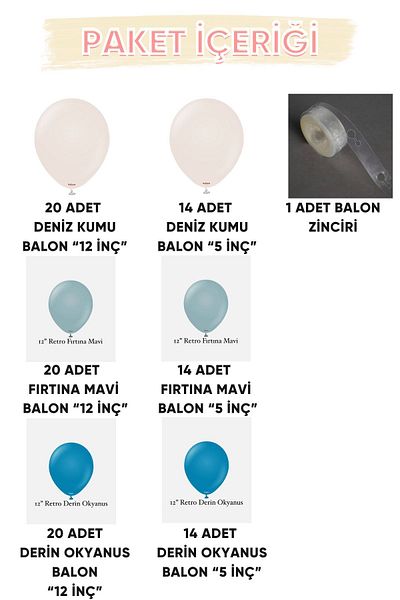 Gold Center My Party Set^^ Deep Ocean* Sea Sand* Storm Blue 100 Balloon Set