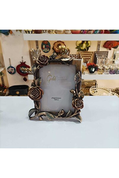 Gold home design Fotoğraf Çerçevesi Gül Desenli 15x20