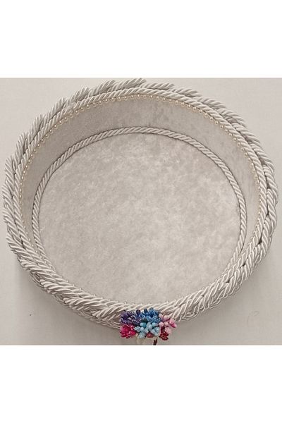 FNT Round Knitted Basket Organizer Gift Bundle Dowry Holder