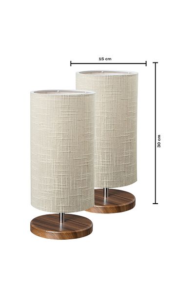 EFLIGHTDESIGN 2-Piece Wooden Lampshade Cream Pattern Wicker Modern Stylish Bedroom Living Room Table Lamp