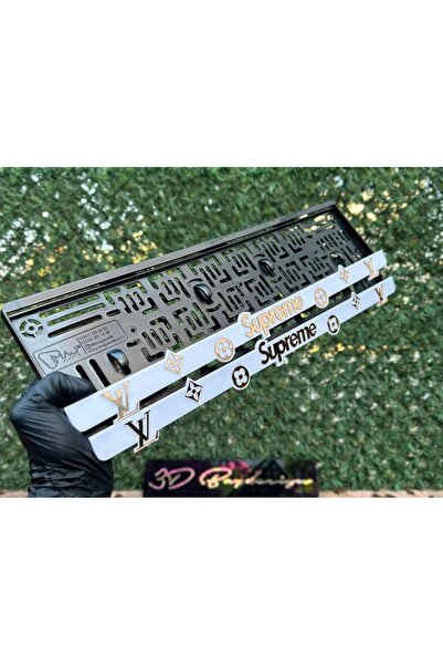 3dbaydesign Supreme Gold Yazılı Pleksi Plakaklık 2 Adet Büyük