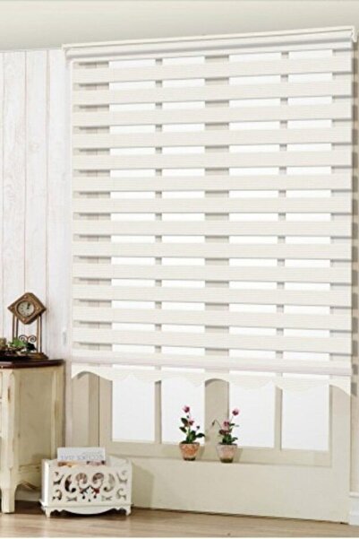 STORPEN Ekru Dar Pliseli Zebra Stor Perde Etek Dilimli (kırık Beyaz)